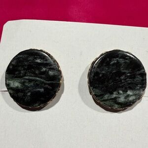 Snowflake obsidian screw-back non-pierced earrings